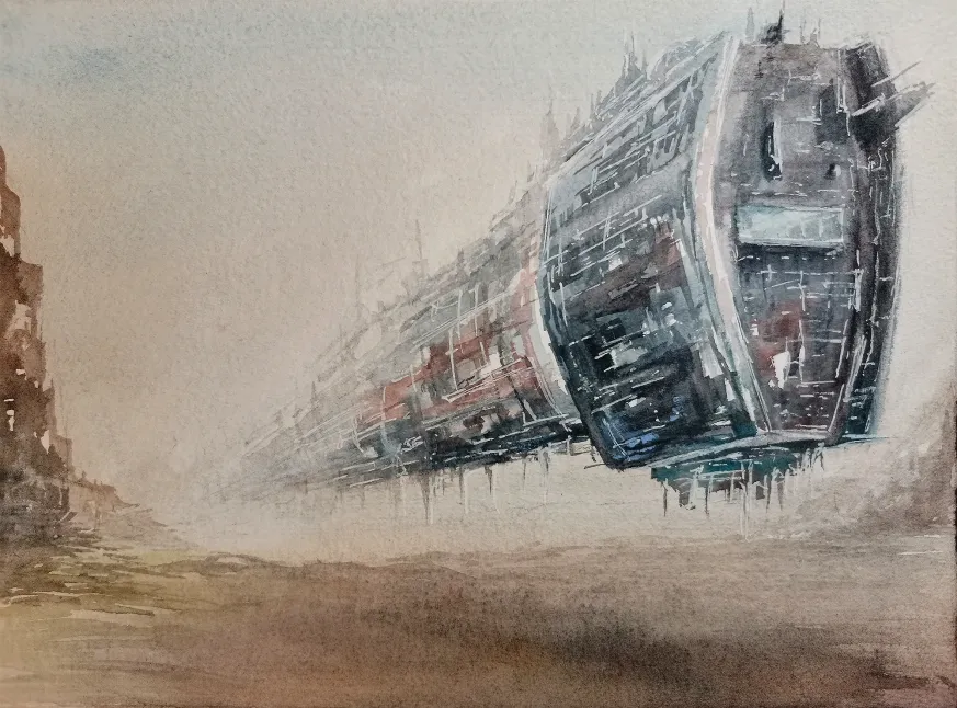 Картина "Ожидание", 25x18, акварель